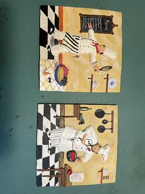 ARTE DE PARED AZULEJO CERÁMICO FAT CHEF. Deja que estos (2) chefs entren en tu kit. Foto 1 de 2