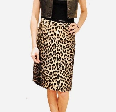 Saia lápis Moschino Couture vintage pele sintética leopardo tamanho maculado IT 42 P M - Imagem 1 de 4