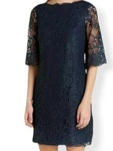 RRP£179 BNWT TED BAKER LAAVIA Lace Wide Sleeve Dress Navy Blue Sz2 UK10 - Picture 1 of 10