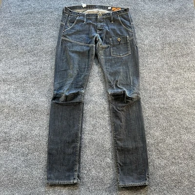 Calça jeans masculina G Star Raw 3301 30x31 vintage Elwood Dbl joelho fivela costas jeans moto - Imagem 1 de 4