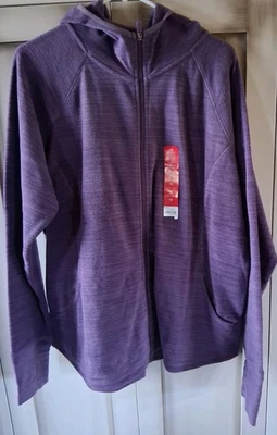 Tek Gear 女士连帽夹克紫色聚乙烯全拉链尺寸 1X 运动服 — 第 1/4 张图片