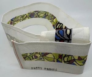 Handpainted Needlepoint Canvas Patty Paints B005 Colorful Abstract Started READ - Picture 1 of 9