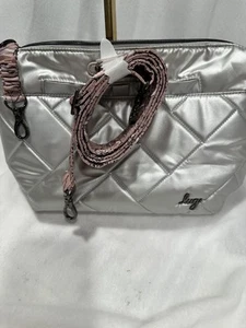 Lug Schultertasche Damen silber gesteppt Crossbody Handtasche verstellbarer Riemen 13x9x3 - Bild 1 von 8