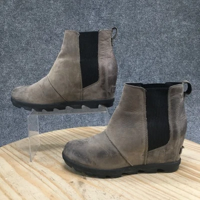 Sorel Boots Womens 9.5 Joan Of Arctic Wedge II Chelsea Ankle Bootie Gray Leather - Image 1 of 4