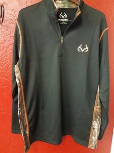 1/4 Zip Pullover REALTREE size Large Black NEW by Buckhorn River - Picture 1 of 10