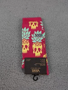 Vans Crew Socks Mens Womens 6.5-9 Dark Pink Pineapple Skull Skate All Over Print - Picture 1 of 2