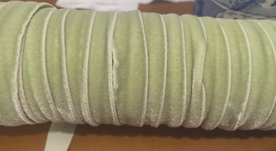 vintage velvet stretch 5/8" elastic ribbon yellow green 1yd made in Switzerland - Image 1 of 3