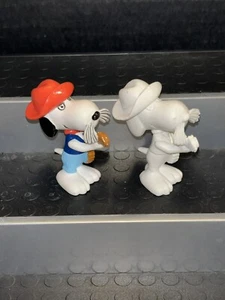 2 Peanuts Snoopy Spike Banjo PVC Figures United Feature Hong Kong White Beauty! - Picture 1 of 6