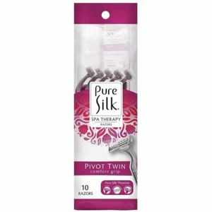 Pure Silk Pivot Twin Premium Disposable Razor Spa Therapy Comfort 10 Count 6 PK - Picture 1 of 3