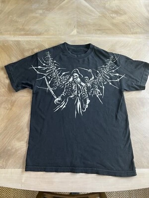 Pirate Skeleton Shirt Men’s Size ? Skull Horror Grunge Emo Y2K Goth Black - Image 1 of 4