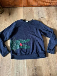 Lacoste Navy Kids Blue Sweatshirt with alligator design ribbed cage Size 14 - Picture 1 of 4