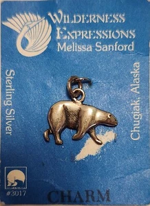 POLAR BEAR Charm Pendant Chugiak Alaska Melissa Sanford STERLING SILVER 925 - Picture 1 of 2