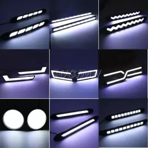 White Car LED COB DRL Driving Lamps Daytime Running Headlight Fog Strip Light - Picture 1 of 26