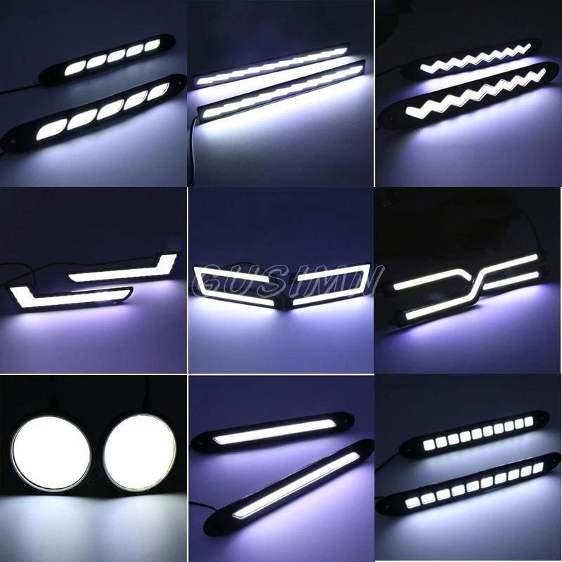White Car LED COB DRL Driving Lamps Daytime Running Headlight Fog Strip Light - Image 1 of 1