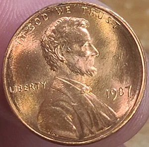 1987 Lincoln Head Memorial Penny Proof Like Obverse Off Center Error No Mint C-6 - Picture 1 of 2