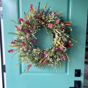 Artificial Seasonal Wreath for Front Door or Porch, Multicolor Flower - Picture 1 of 6