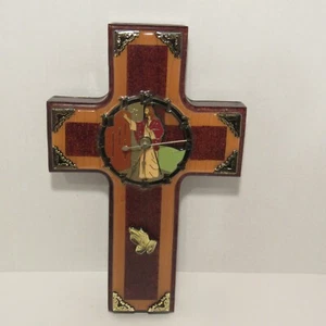 Religiöse Kreuzuhr mit Christus & betenden Zeigern, Harz Wandbehang Dekor - Bild 1 von 15