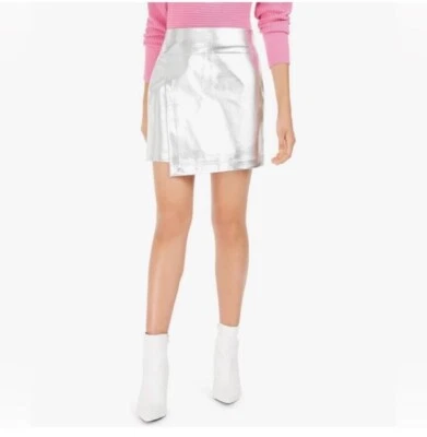 BELLA TILLY X BAR III Faux Leather Silver Metallic Mini Skirt - size M - Image 1 of 4