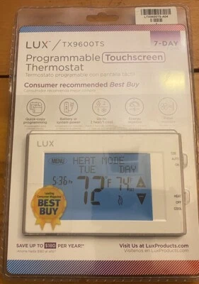 Lux TX9600TS Touchscreen Programmable Thermostat - White New Sealed - Image 1 of 3