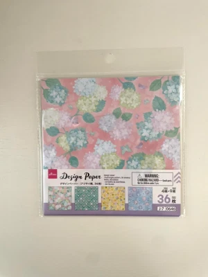 Japanese Origami Design Paper Hydrangea Pattern 36 Sheets (4 Pattern  x 9) 5.8" - Image 1 of 4