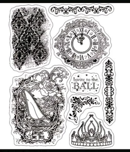Clock clear stamps Princess Ball Card NEW Free Ship - Picture 1 of 1