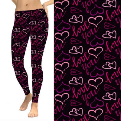 Leggings femininas Love Hearts Dia dos Namorados TC plus size 12-18 - Imagem 1 de 2