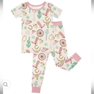 Little Sleepies Pink Ready To Rodeo two piece short sleeve pajama set 18-24 mont - Picture 1 of 3