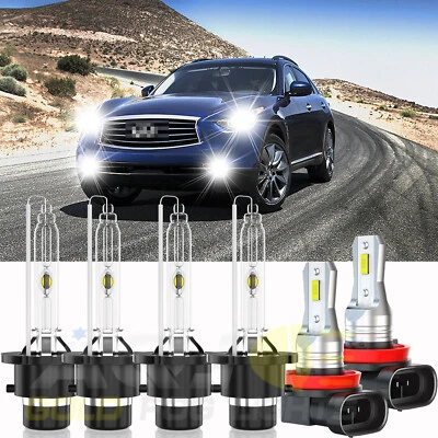 For Infiniti FX35 2006-2012 6X HID 6000K LED Headlight Bulbs Hi/Lo+Fog Light Kit Foto 1 de 4