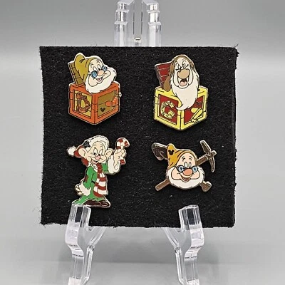 Disney Snow White & Seven Dwarfs Pins Doc Grumpy Christmas Dopey Hidden Mickey - Image 1 of 4