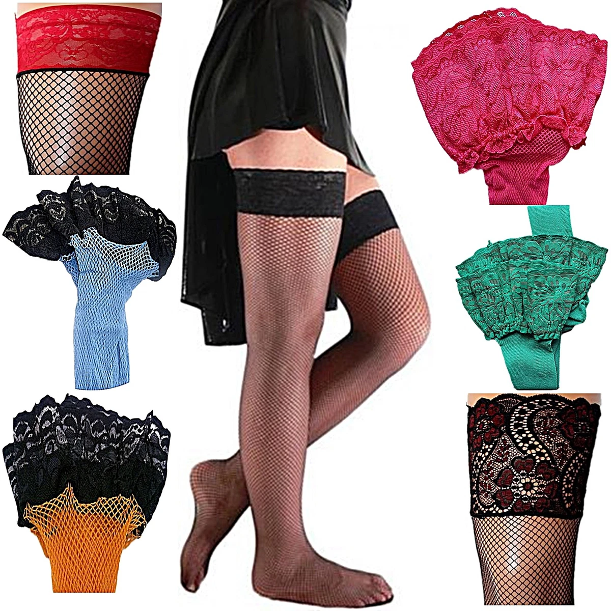Damen Strümpfe Mit Spitze & Strapse - Sexy Net Produktbild-Vorschau 1