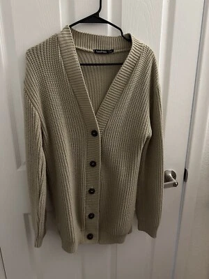 Boohoo Beige Cardigan With Buttons Size S/M Long Sleeve - Image 1 of 3