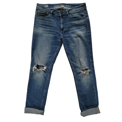 Women's Calvin Klein Rolled Distressed Slim Boyfriend Jeans Size 27 - Image 1 of 4