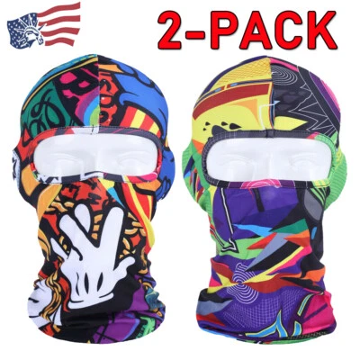 PACK de 2 mascarillas faciales de pasamontañas para hombres y mujeres a prueba de viento esquí UV capucha solar máscaras tácticas Foto 1 de 4