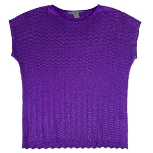 Blusa Top Tejida TanJay Para Mujer Talla M Púrpura Cuello Redondo Manga Ala de Murciélago Pullover - Imagen 1 de 4