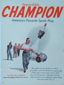 Pubblicità stampa candela campione 1948 vintage. candela preferita d'America - Foto 1 di 1