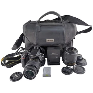Nikon D3300 24.1MP Compact SLR LOW 9635 Shutter Count 18-55mm & 55-200mm + BAG - Picture 1 of 21