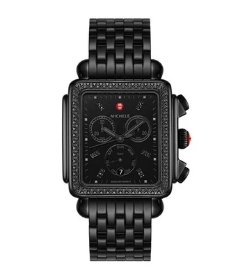 New Michele Deco XL Noir Diamond Dial MWW06Z000039 Ladies 35mm Watch - Image 1 of 3