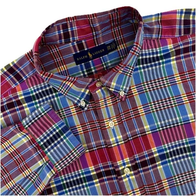 Ralph Lauren Men’s Shirt 2XB Blue Pink Plaid Oxford Cloth Long Sleeve Classic - Image 1 of 4