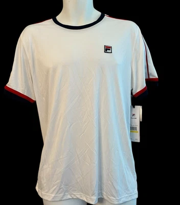 Fila Mens Medium White Short Sleeve Crew Neck T Shirt UPF 50+ NWT Tennis - Image 1 of 4