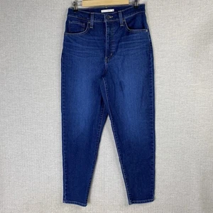 Levi's High Waisted Mom Jeans Womens 30 Dark Blue Denim Tapered Stretch Jean - Picture 1 of 12