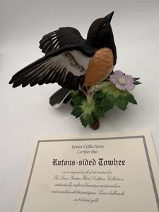 Statuina uccellino porcellana Lenox Garden Bird Rufous Sided Towhee 1996 NO SCATOLA con certificato di autenticità - Foto 1 di 9