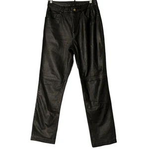 Colebrook & Co. 100% Leather Pants Women’s Size 8 Black Lined Straight Leg - Picture 1 of 6
