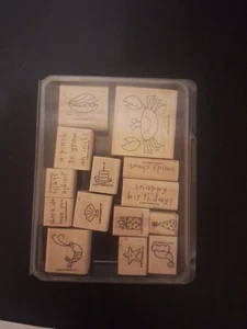 Stampin Up Crab Company Rubber Stamp -Shrimp Clam Party Hat Present Shell Beach - Picture 1 of 3