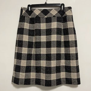 Gonna Talbots donna 12 tessuto italiano misto lana nero beige a quadri linea A - Foto 1 di 10