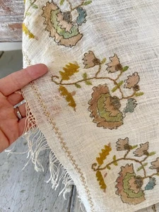 AMAZING century Turkish embroidery embroidered scarf cotton gauze textile from - Picture 1 of 10
