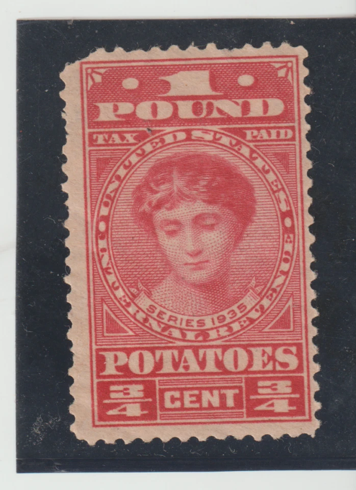 U.S. Revenue  Scott # RI-1 Potato Tax Stamp 2ct  1 Lb.1935 issue MLH - Image 1 of 1