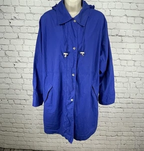 London Fog Blue Removable Hood Lightweight Zipped Snapped Jacket Size Large L - Picture 1 of 20