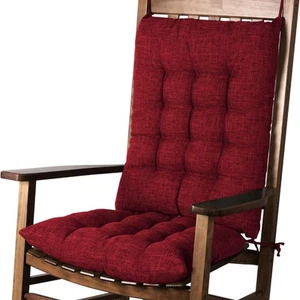 Extra Large Rocking Chair Cushion with Thick Padding High 2 Pieces Set Burgundy - Picture 1 of 6