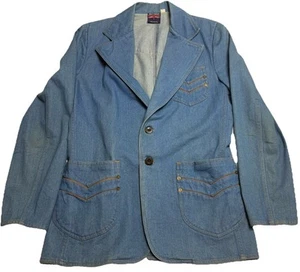Vintage Brittania Women's Jean Blazer Jacket Western Denim Size Large Well Worn - Picture 1 of 8