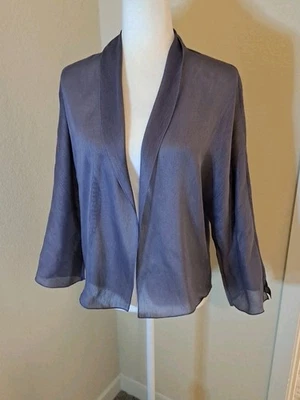 Eileen Fisher Kimono Jacket Linen & Silk Light Purple Sz L NWT - Image 1 of 4